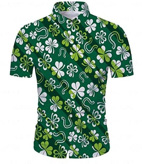 Felacia [Hawaii Shirt] Shamrock Pattern Saint Patrick's Day Hawaiian Aloha Shirts-ZX2051